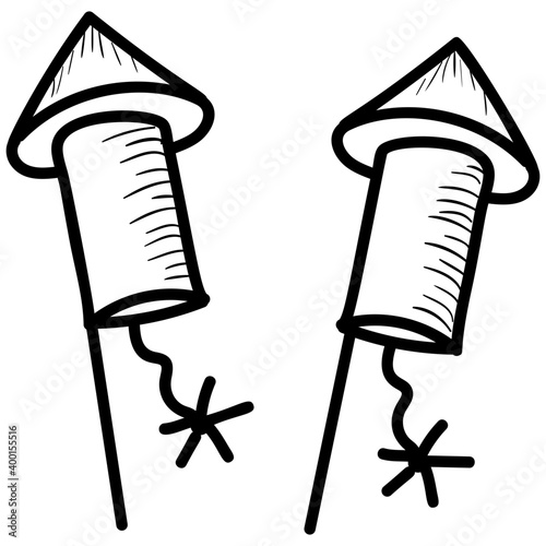 Explosive firecracker vector in doodle design 