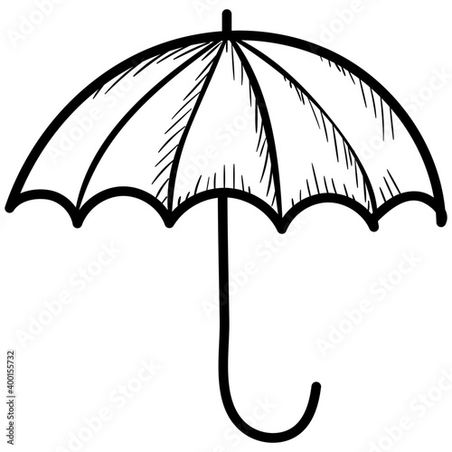 Umbrella icon in doodle vector 