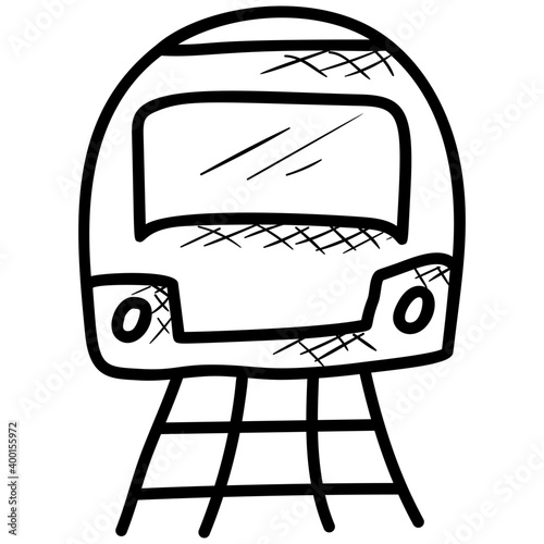 Train vector icon in doodle design 