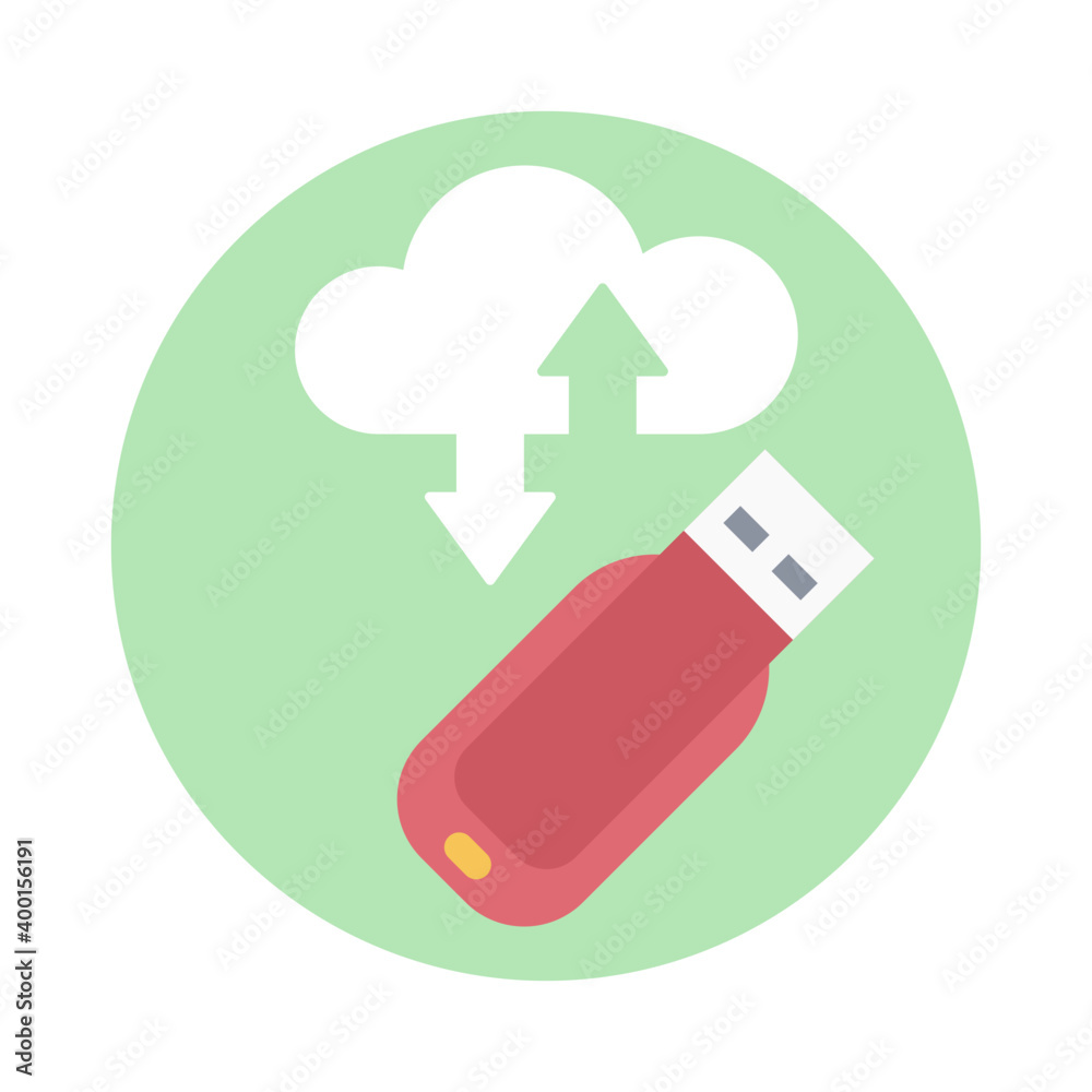 Cloud usb flash icon flat design Cloud usb flash icon flat design