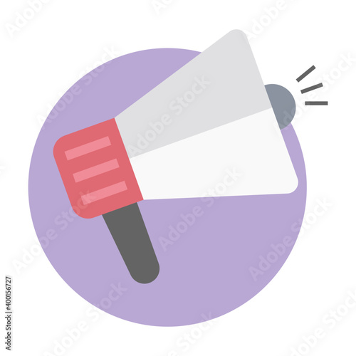 Loudspeaker indicating concept of promotion in flat icon 