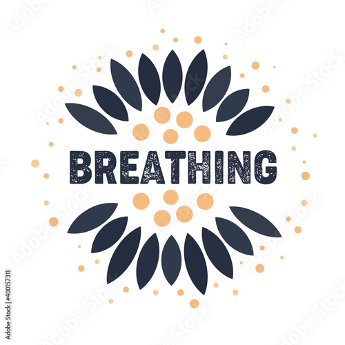 Floral breathing logo vector, isolated icon flower design, breath holistic therapy card illustration