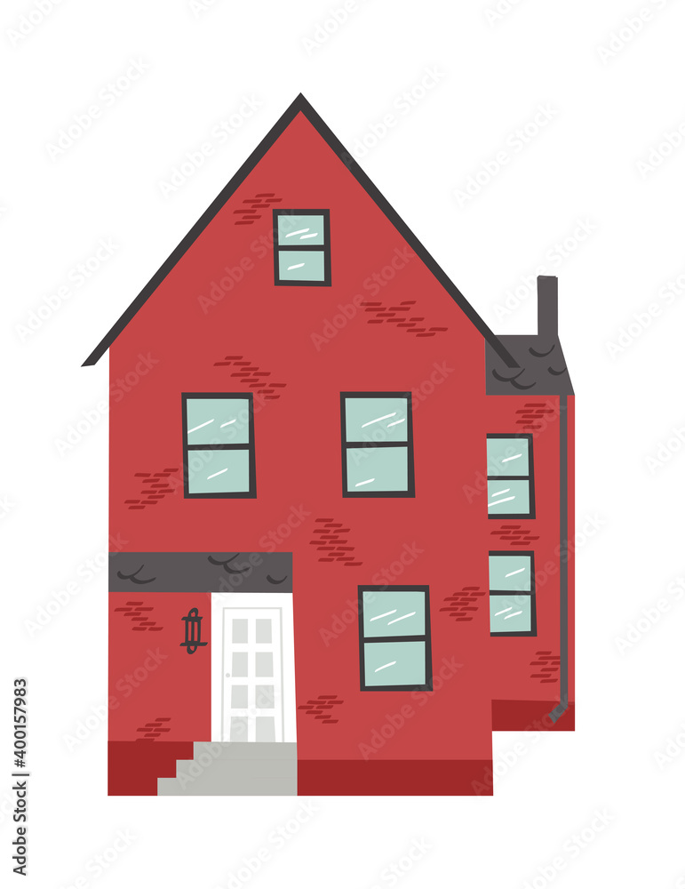 Hand Drawn Cartoon House on White Background Isolated. Flat style illustration Cozy Home. Little Vector Cottage Drawing. Creative Digital Art Work Hand Drawn Cartoon House on White Background Isolated. Flat style illustration Cozy Home. Little Vector Cottage Drawing. Creative Digital Art Work