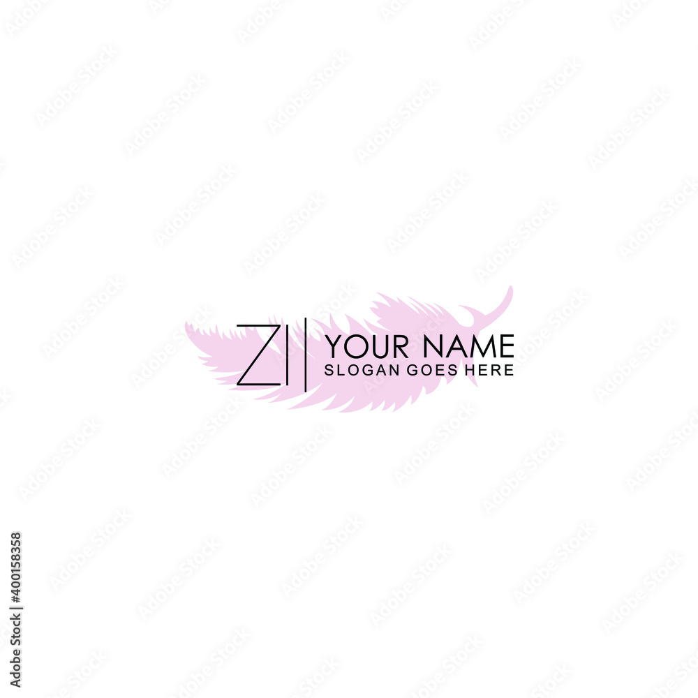 Initial ZI Handwriting, Wedding Monogram Logo Design, Modern Minimalistic and Floral templates for Invitation cards