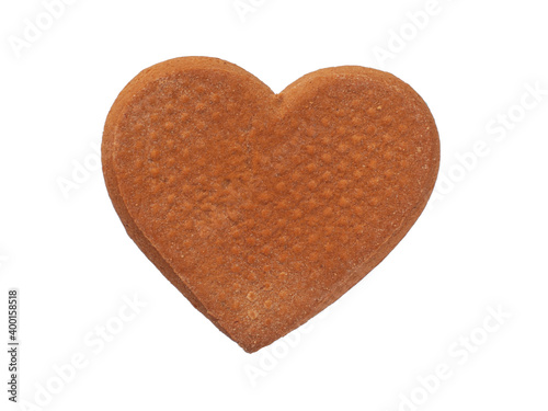 Decorative homemade gingerbread heart isolated on the white