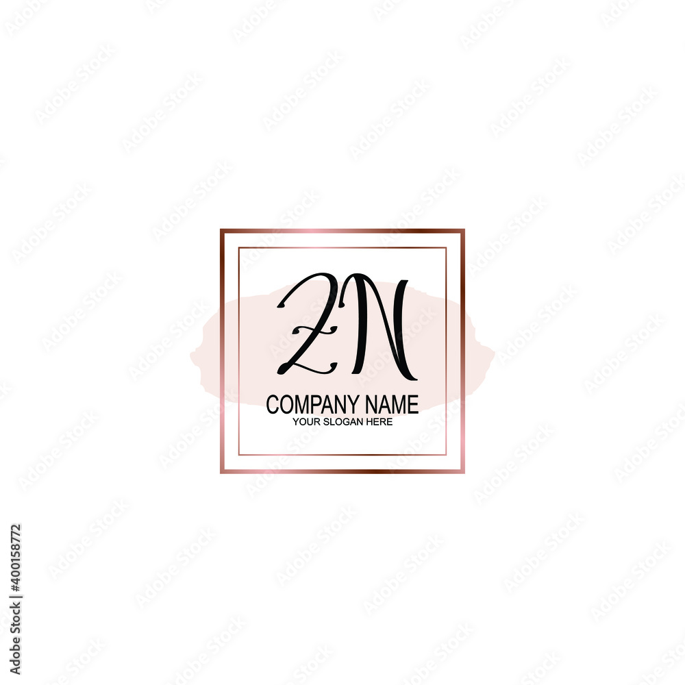 Initial ZN Handwriting, Wedding Monogram Logo Design, Modern Minimalistic and Floral templates for Invitation cards