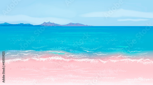 Realistic summer beach background. Vector illustration