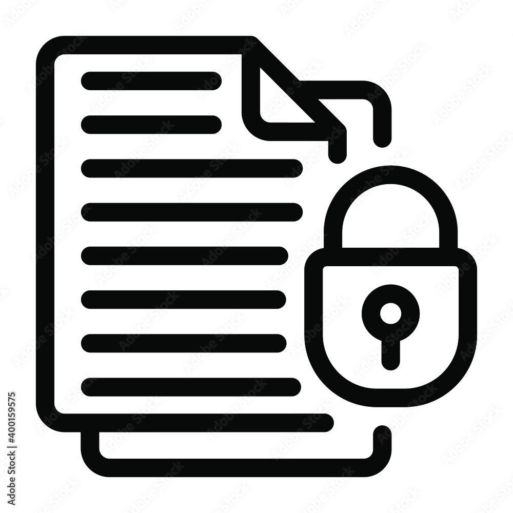 Lock over file, solid icon of file protection in editable style
Lock over file, solid icon of file protection in editable style
