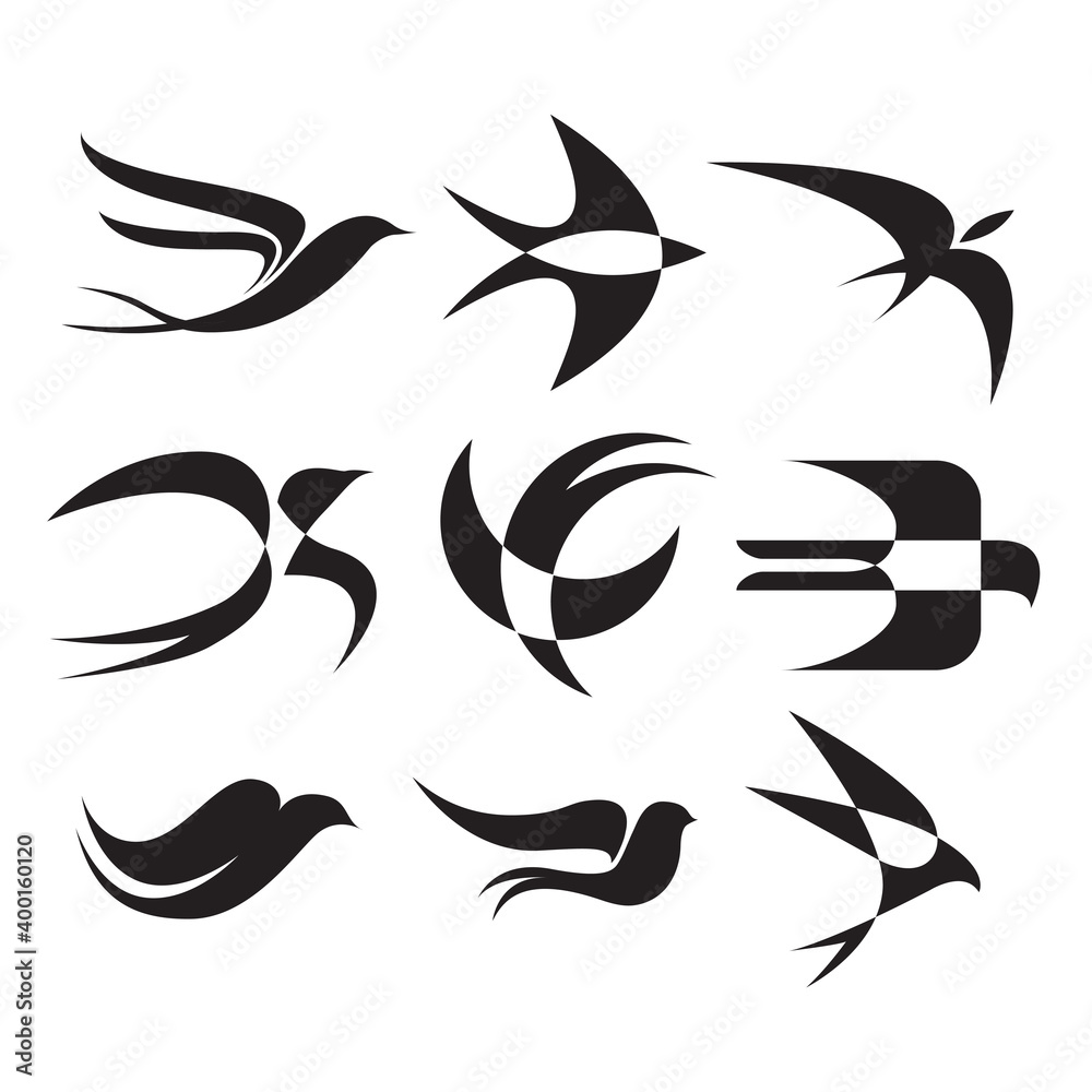 Swallow logo icon design set