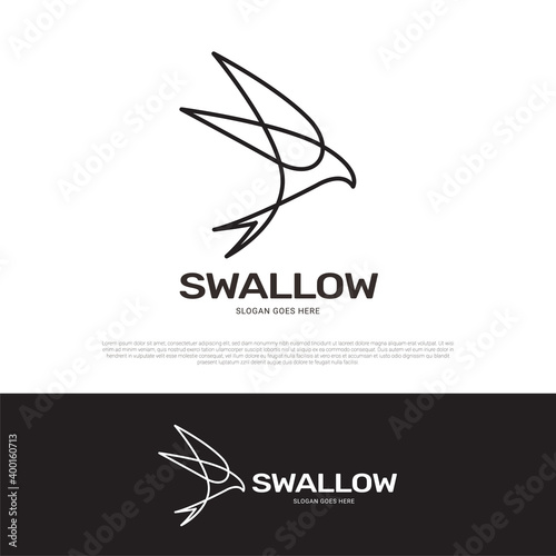 Swallow logo icon mono line design