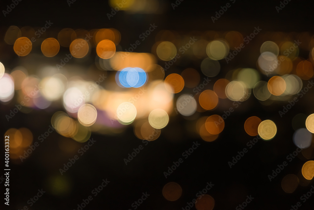 Abstract blur bokeh of connects blue colors in night light background outdoor. Concept connection lover people communication in city new normal to make economic recovery in Christmas new year holiday Abstract blur bokeh of connects blue colors in night light background outdoor. Concept connection lover people communication in city new normal to make economic recovery in Christmas new year holiday