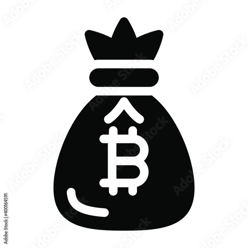 
Bitcoin money sack vector of solid design  
