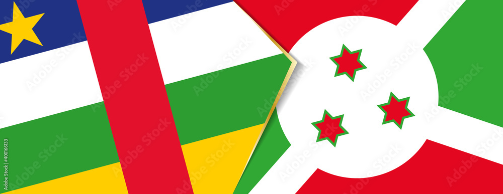 Central African Republic and Burundi flags, two vector flags.
