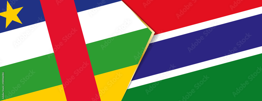 Central African Republic and Gambia flags, two vector flags.