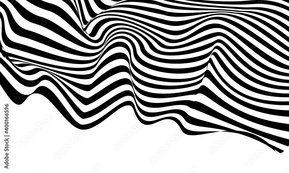 abstract pattern wavy stripes rippled relief black and white lines background vector twisted curved part 12