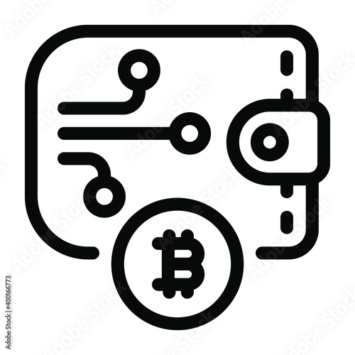 
Solid icon of bitcoin wallet vector design 
