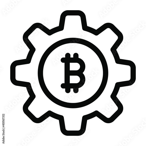 
Bitcoin setting vector of glyph style, crypto configuration 
