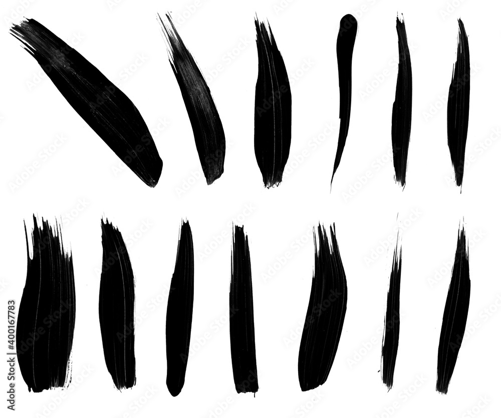 Beautiful set of 13 black paint stroke brushes Beautiful set of 13 black paint stroke brushes