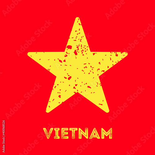 Flag of Vietnam in old style. Vietnam vector grunge flag. Eps10 vector illustration.