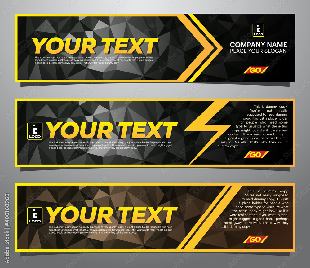 Naklejka premium A set of modern vector banners with polygonal/Triangular background
