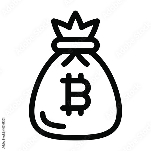 
Bitcoin money sack vector of solid design  
