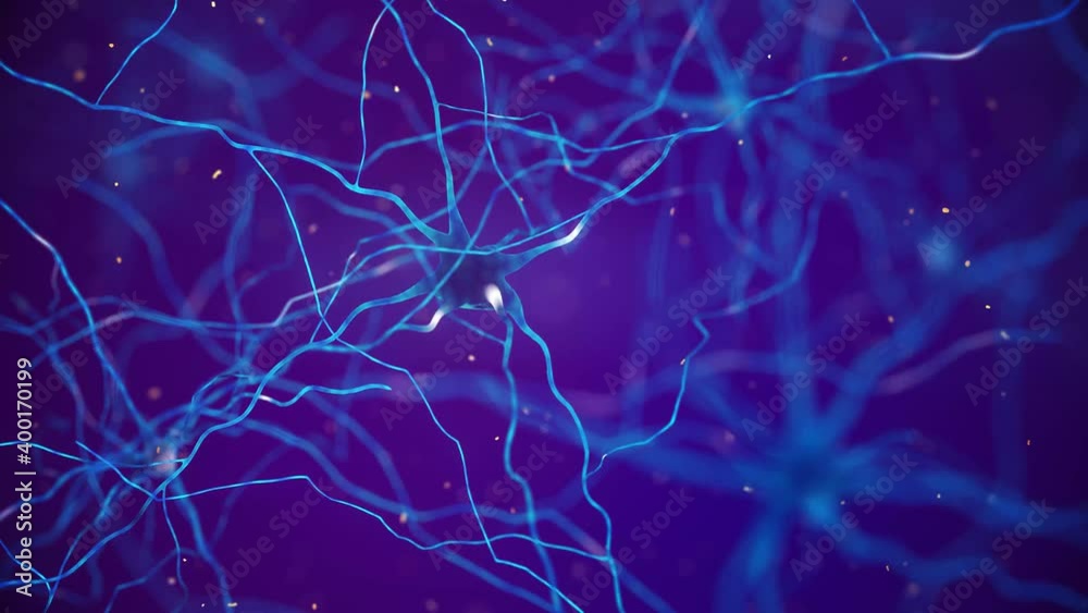 3d render of human brain nerve cells, The neurons are a part of the central nervous system, Neuronal firing - neurons communicating via electrical signals