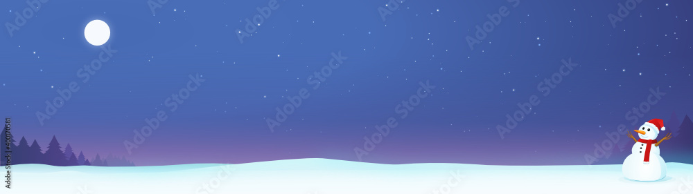 Christmas snowman in a snowy landscape on a starry night Christmas snowman in a snowy landscape on a starry night