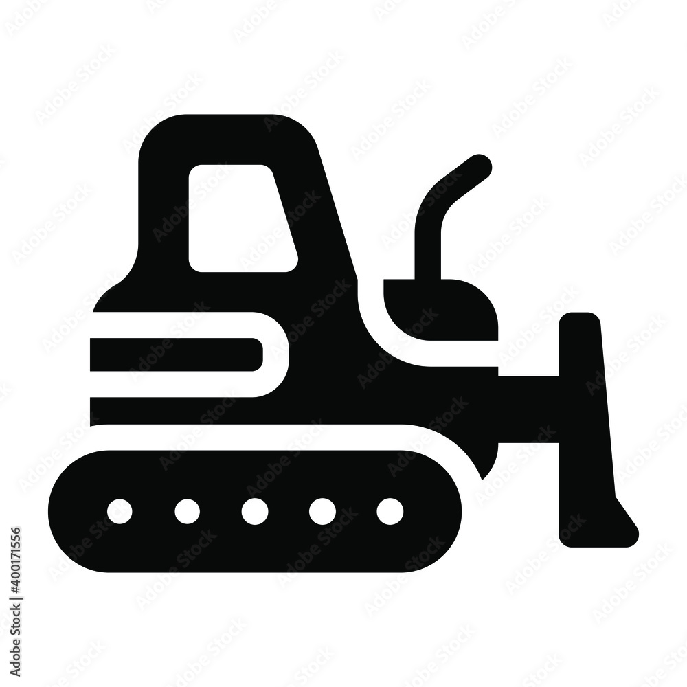 Bulldozer icon vector in solid design
Bulldozer icon vector in solid design