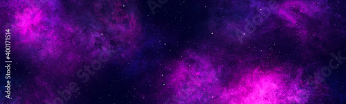 Star field background banner . Glow swirls night sky. Banner © kramynina