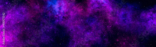 Star field background banner . Glow swirls night sky. Banner © kramynina