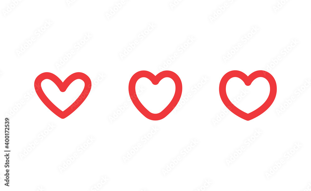 Heart vector icons collection. Linear hearts set. Valentine's day and love symbols.