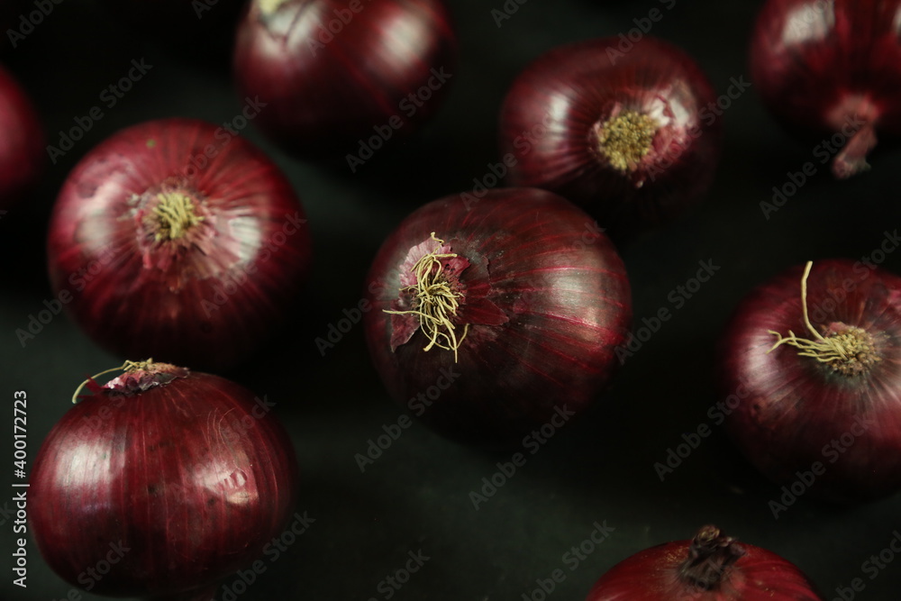 sweet red onions on background sweet red onions on background