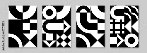 Trendy contemporary set of abstract creative geometric compositions for wall decoration, postcard or brochure cover design in vintage style art.  
EPS10 vector.