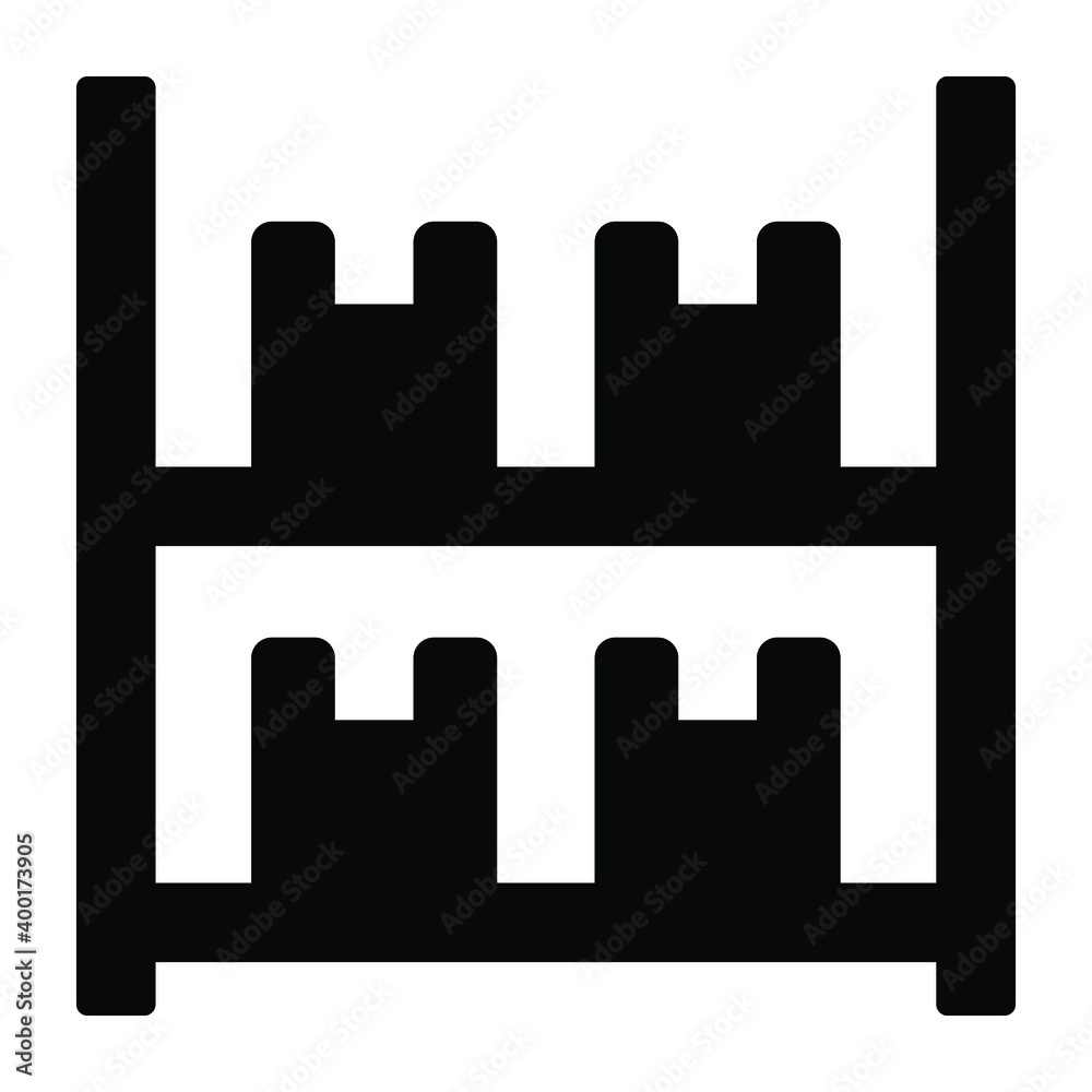 Glyph design icon of parcels rack, inventory 