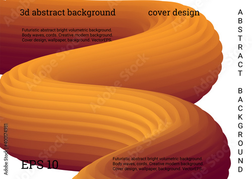 Futuristic abstract bright volumetric background. Body waves, cords. Creative modern background. Cover design, wallpaper, background. VectorEPS. photo