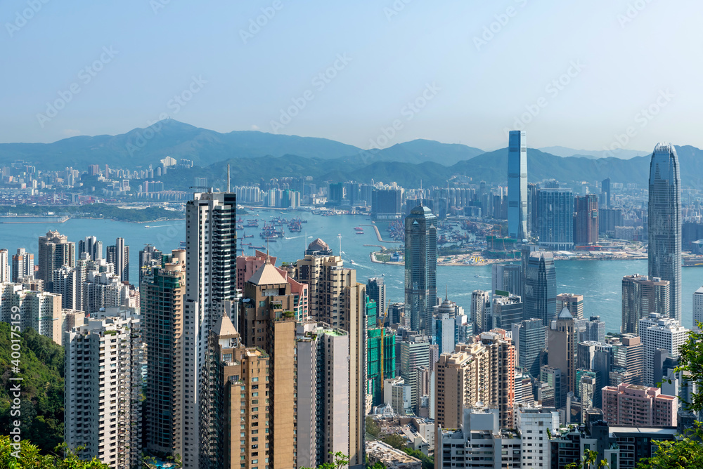 Fototapeta premium Skyline of Hong Kong from Victoria Peak