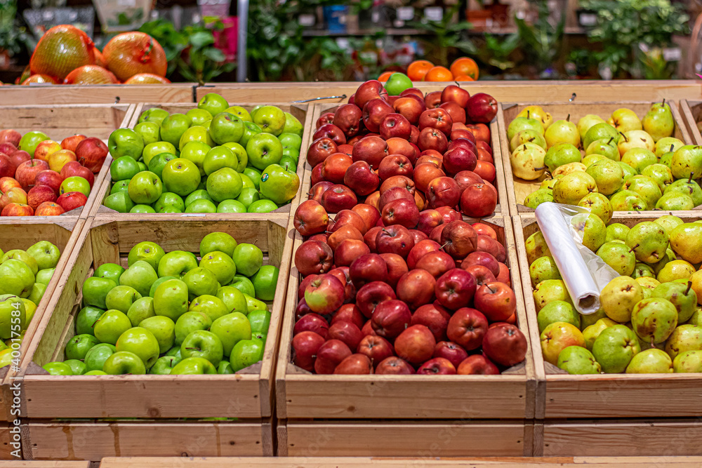 Vegetables in boxes in stores
