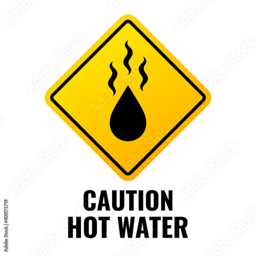 Hot water caution sign