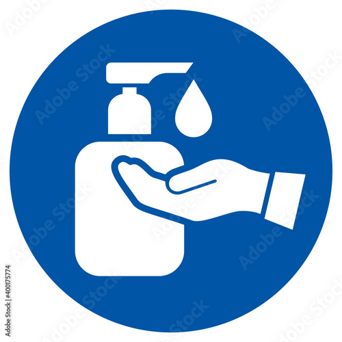 Liquid soap icon, wash your hands symbol