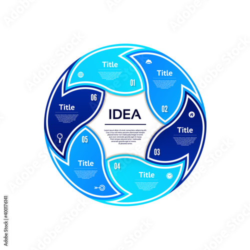 Vector circle infographic. Template for diagram, graph, presentation and chart. Business concept with 6 options, parts, steps or processes. Abstract background