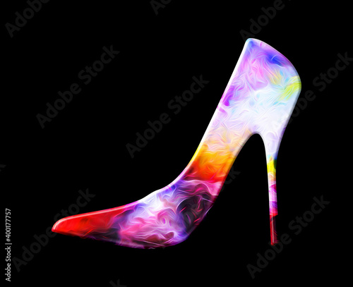 High Heel Woman Shoe Colorful Logo Icon Watercolor graphic illustration