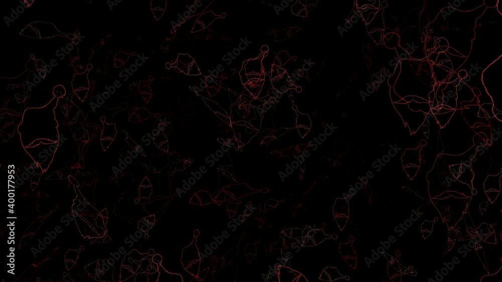 Sagome di Babbo Natale disegno su sfondo nero.