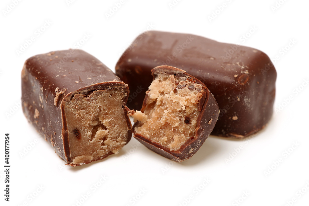 Chocolate peanut candy on white background Chocolate peanut candy on white background