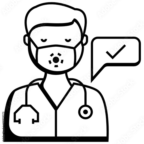 Infectious disease medical expert Avatar Vector Icon design, Seek the Advice from your doctor on white background, Coronavirus prevention and precautions concept,