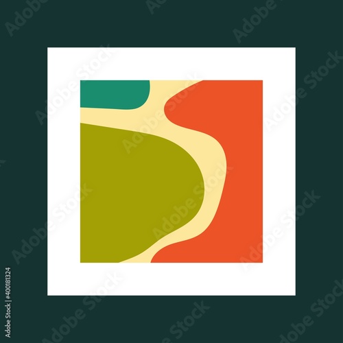 Abstract modern Poster. Hand drawn Vector illustration. Various Shapes. Mid century style. Boho elegant concept. Square Pattern. Contemporary design. Background or print template