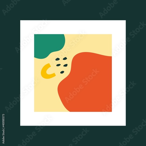 Abstract modern Poster. Hand drawn Vector illustration. Various Shapes. Mid century style. Boho elegant concept. Square Pattern. Contemporary design. Background or print template
