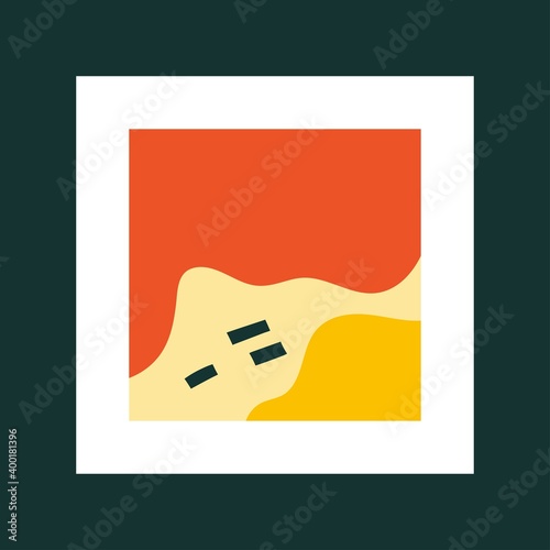 Abstract modern Poster. Hand drawn Vector illustration. Various Shapes. Mid century style. Boho elegant concept. Square Pattern. Contemporary design. Background or print template