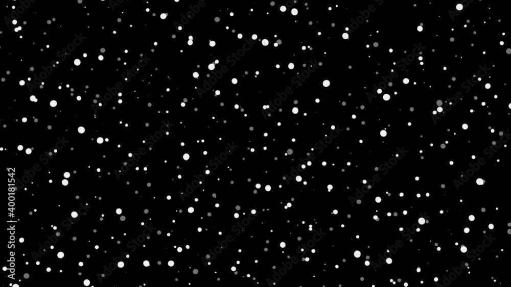 Cartoon snow falling animation on a transparent background. 