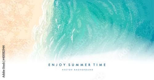 Vector beautiful realistic top view illustration of sandy summer beach