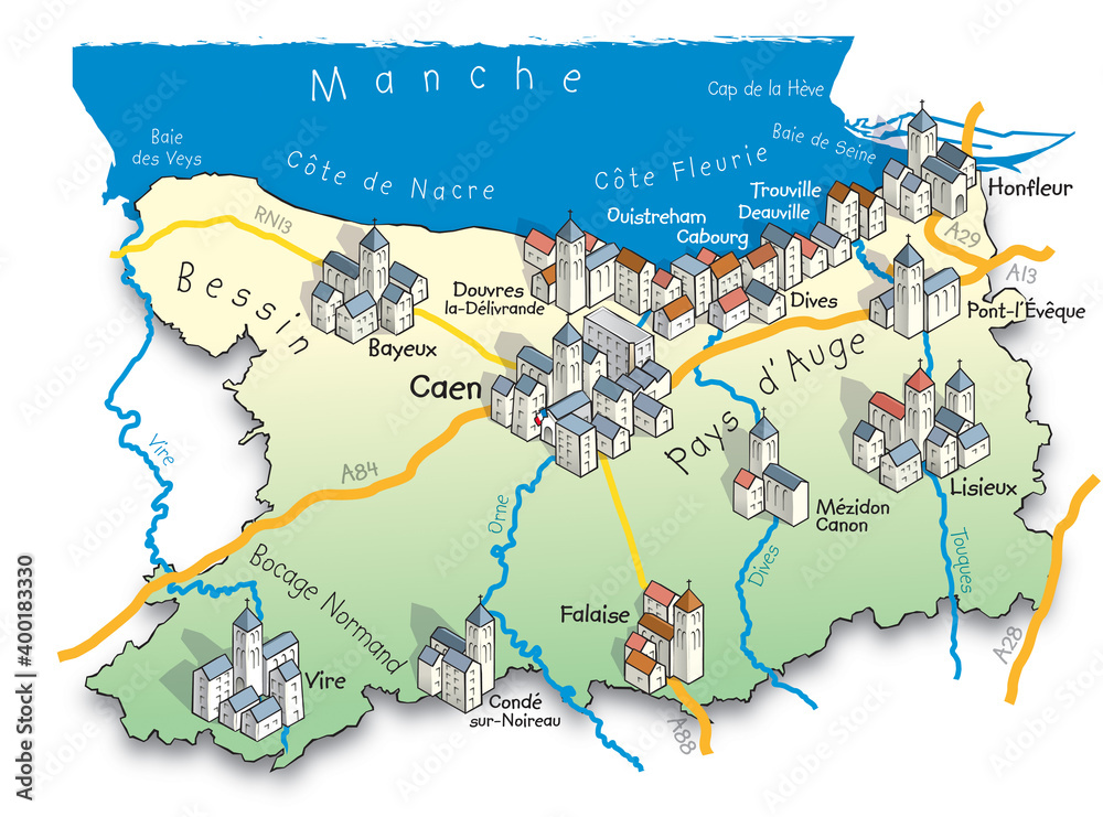 14 Carte du département du Calvados Adobe Stock 14 Carte du département du Calvados Adobe Stock